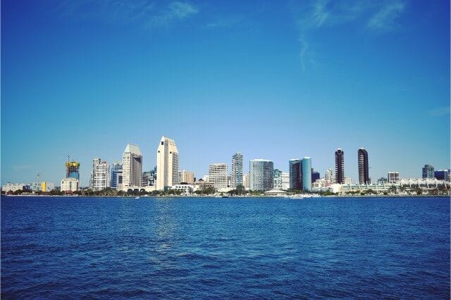 View of San Diego Bay and downtown from Coronado Ferry Landing